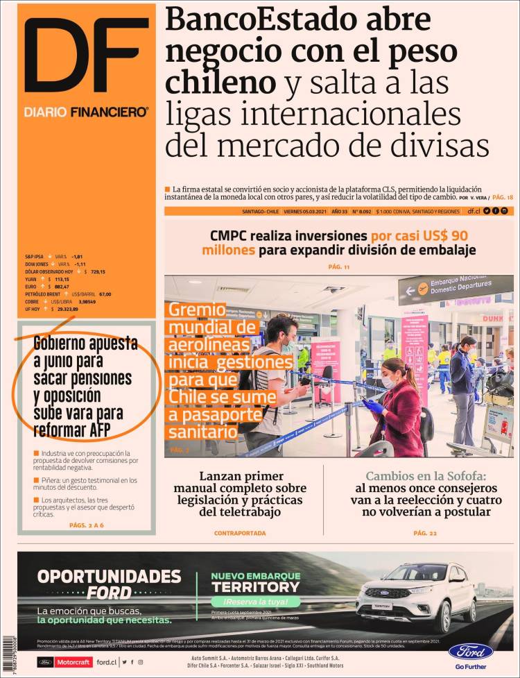 Portada de Diario Financiero (Chile)