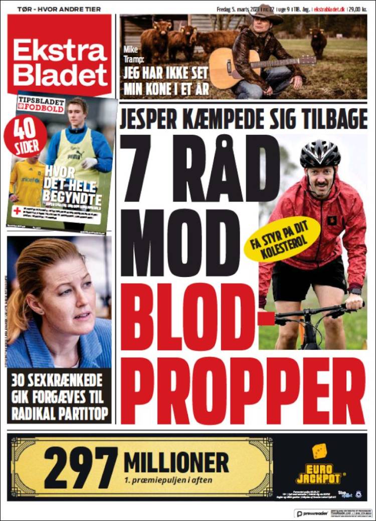 Portada de Ekstra Bladet (Dinamarca)