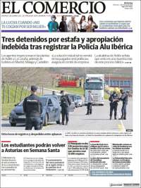 Portada de El Comercio (Espagne)