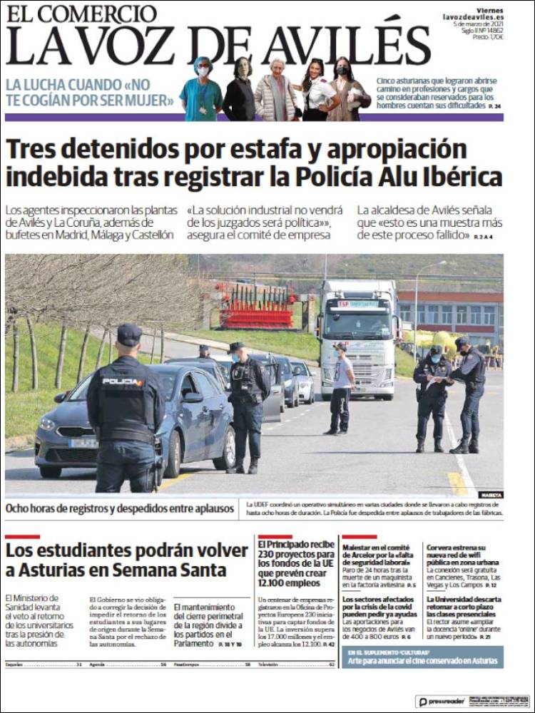 Portada de El Comercio - Avilés (España)