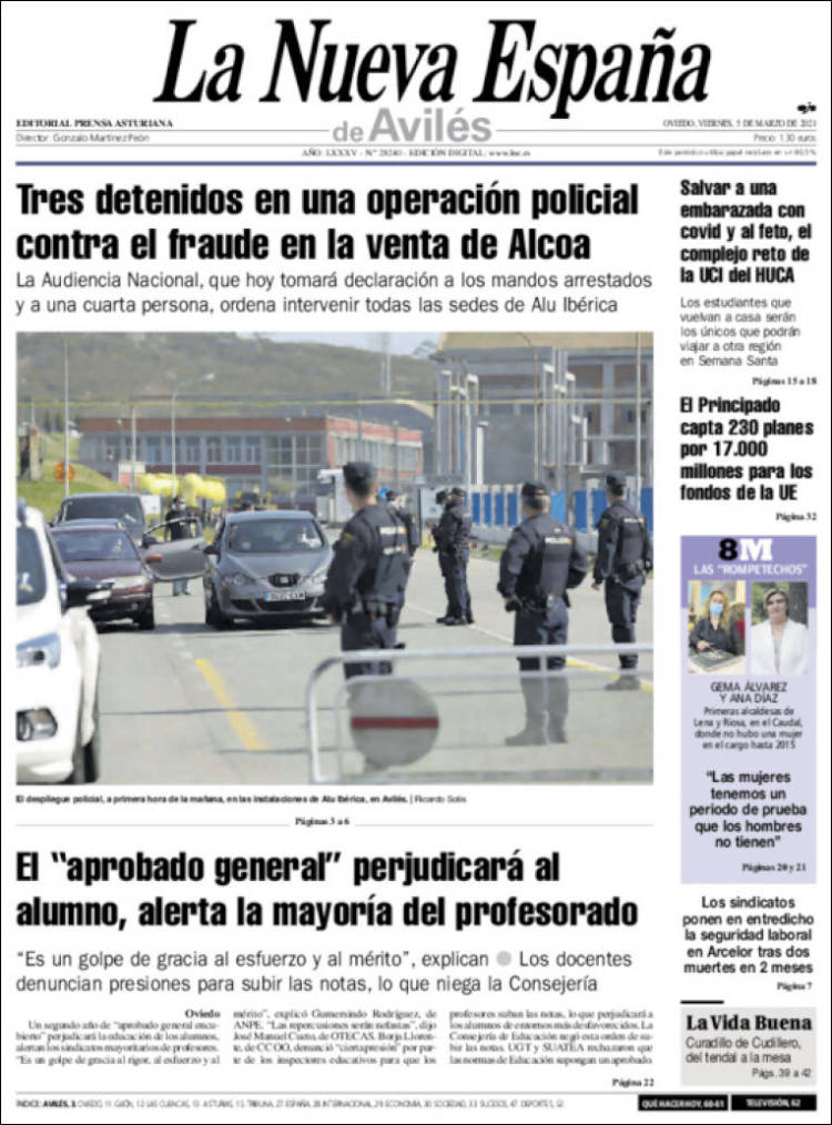 Portada de La Nueva España - Avilés (España)