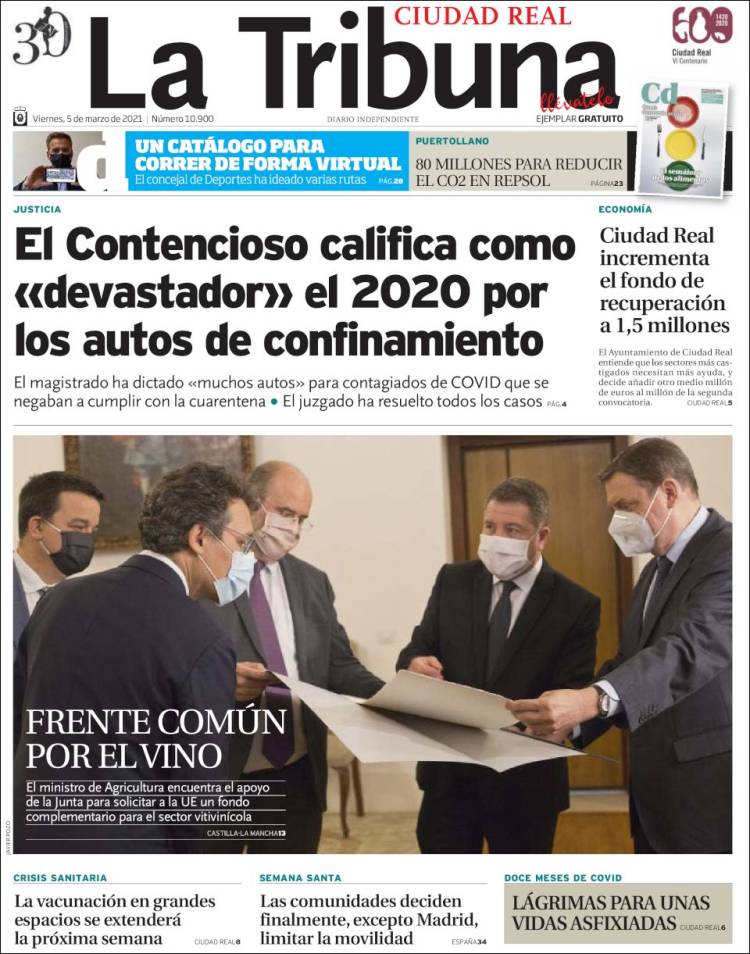 Portada de La Tribuna de Ciudad Real (España)