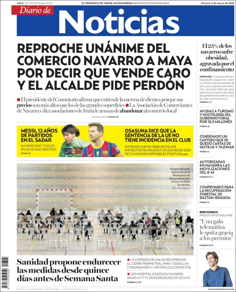 Portada de Noticias de Navarra (España)