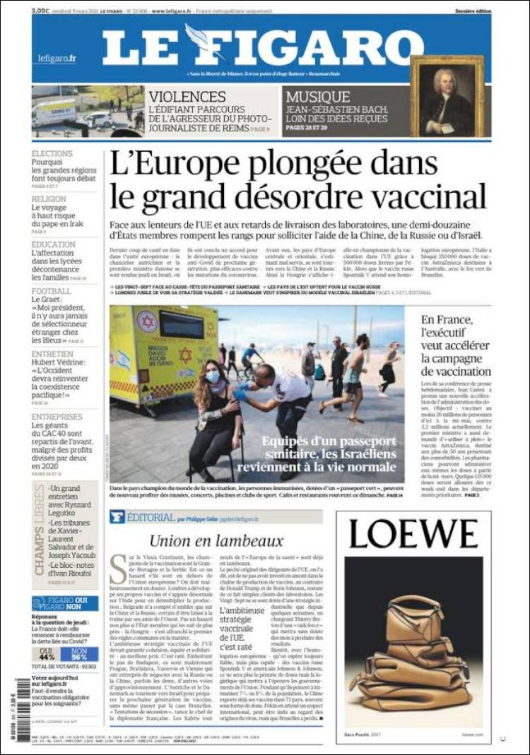 Portada de Le Figaro (Francia)