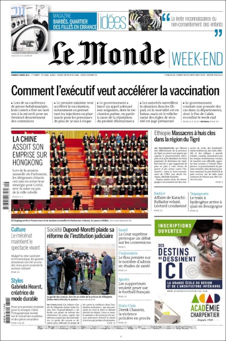 Portada de Le Monde (Francia)