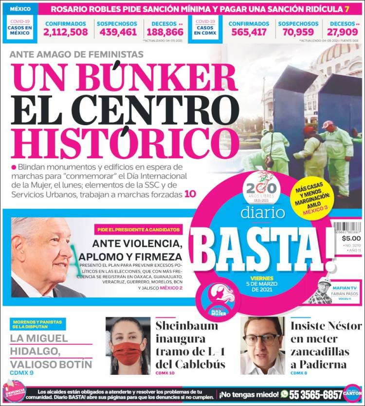 Portada de Diario Basta (México)