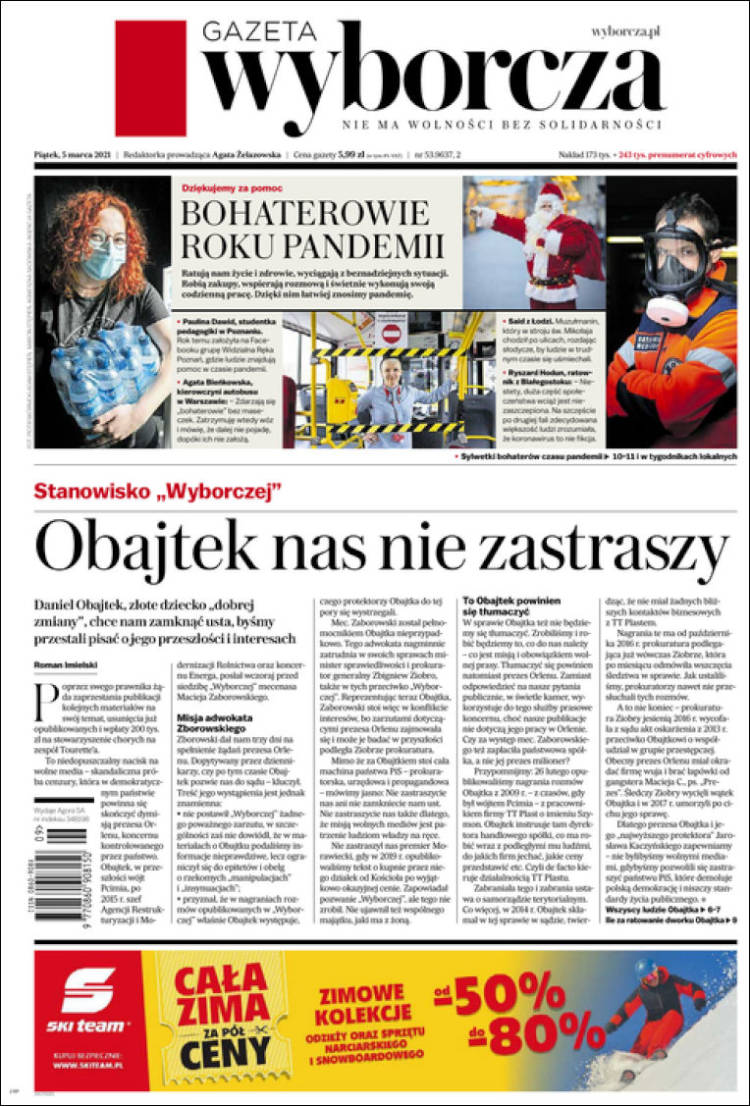 Portada de Gazeta Wyborcza (Polonia)