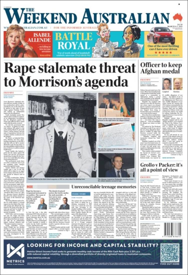 Newspaper The Australian (Australia). Newspapers Saturday's edition, 6 of Kiosko.net