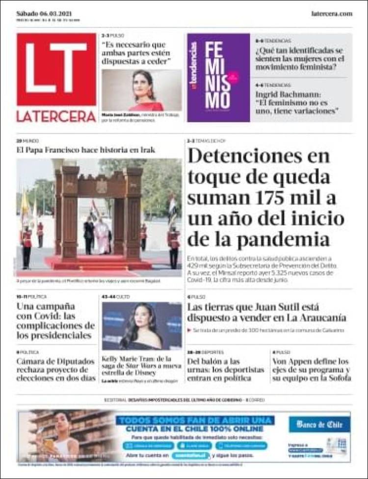 Portada de La Tercera (Chile)