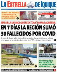 Portada de La Estrella de Iquique (Chile)