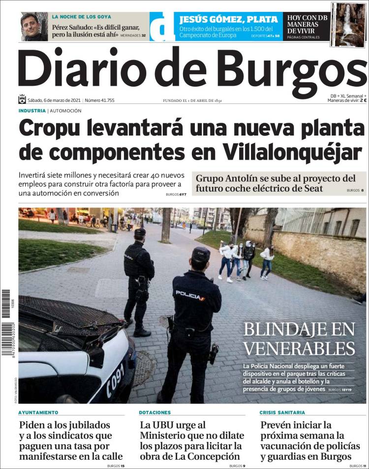 Portada de Diario de Burgos (España)