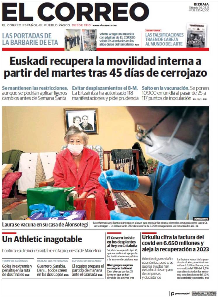 Portada de El Correo (España)