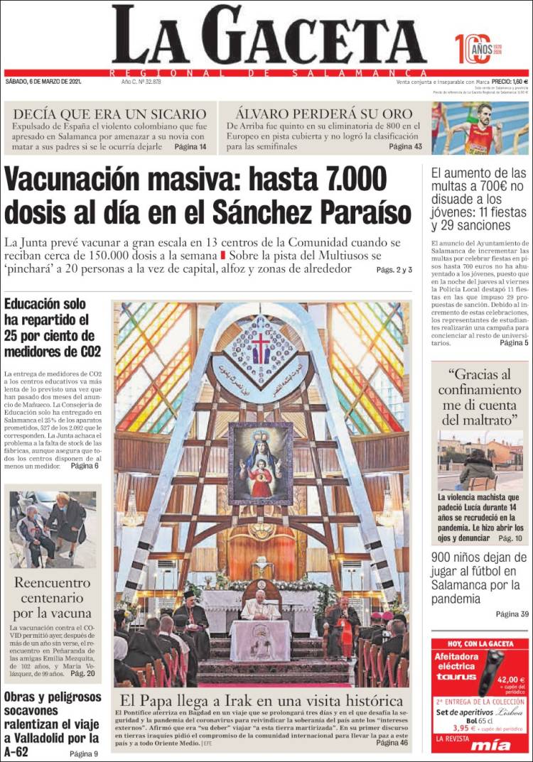 Portada de La Gaceta de Salamanca (España)