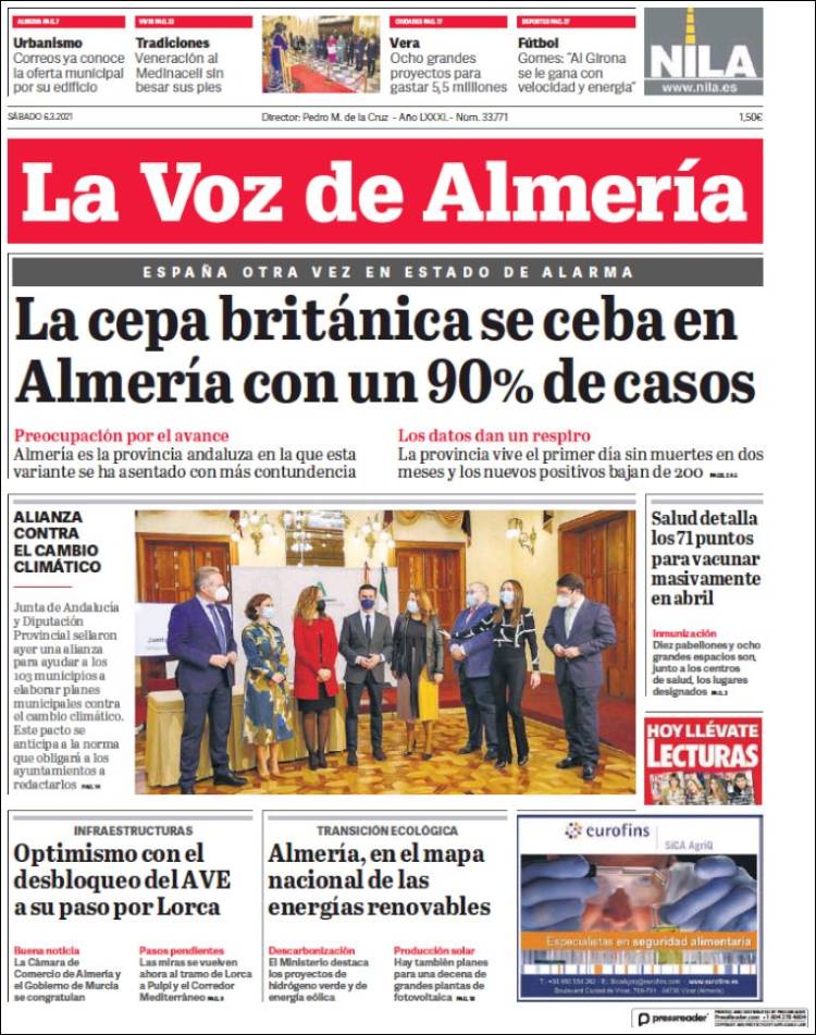 Portada de La Voz de Almería (España)