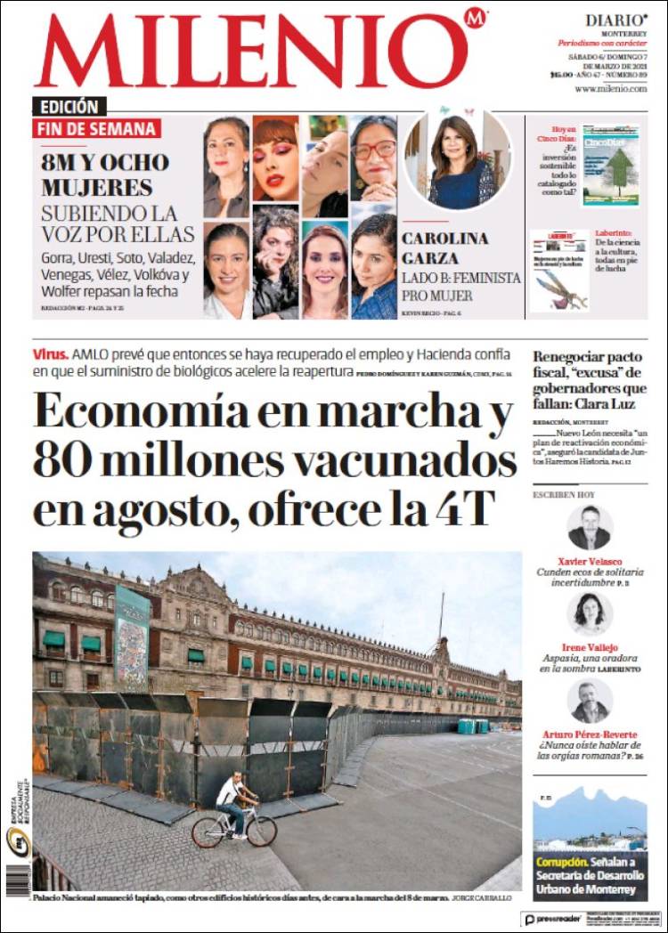 Portada de Milenio de Monterrey (México)