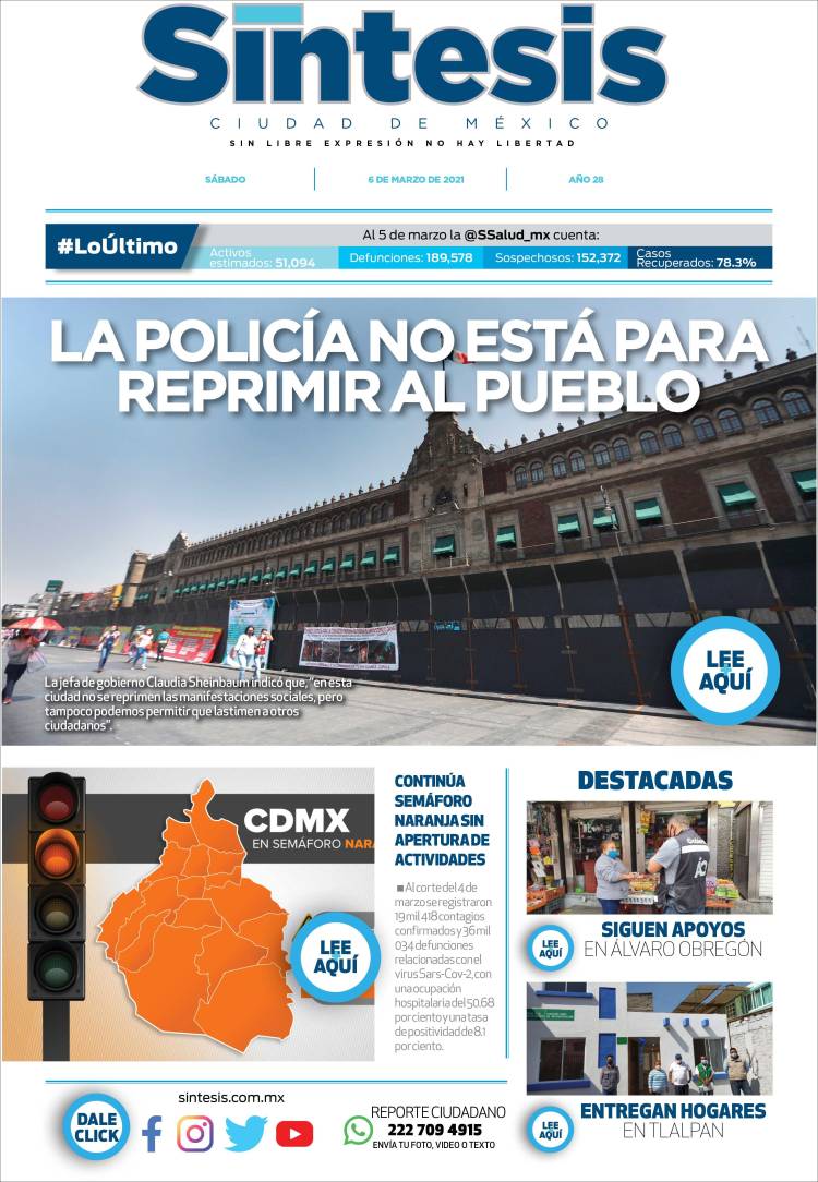 Portada de Síntesis Nacional (México)