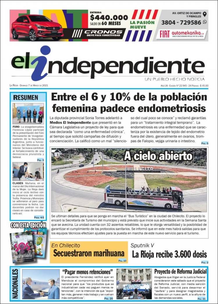 Portada de El Independiente (Argentina)