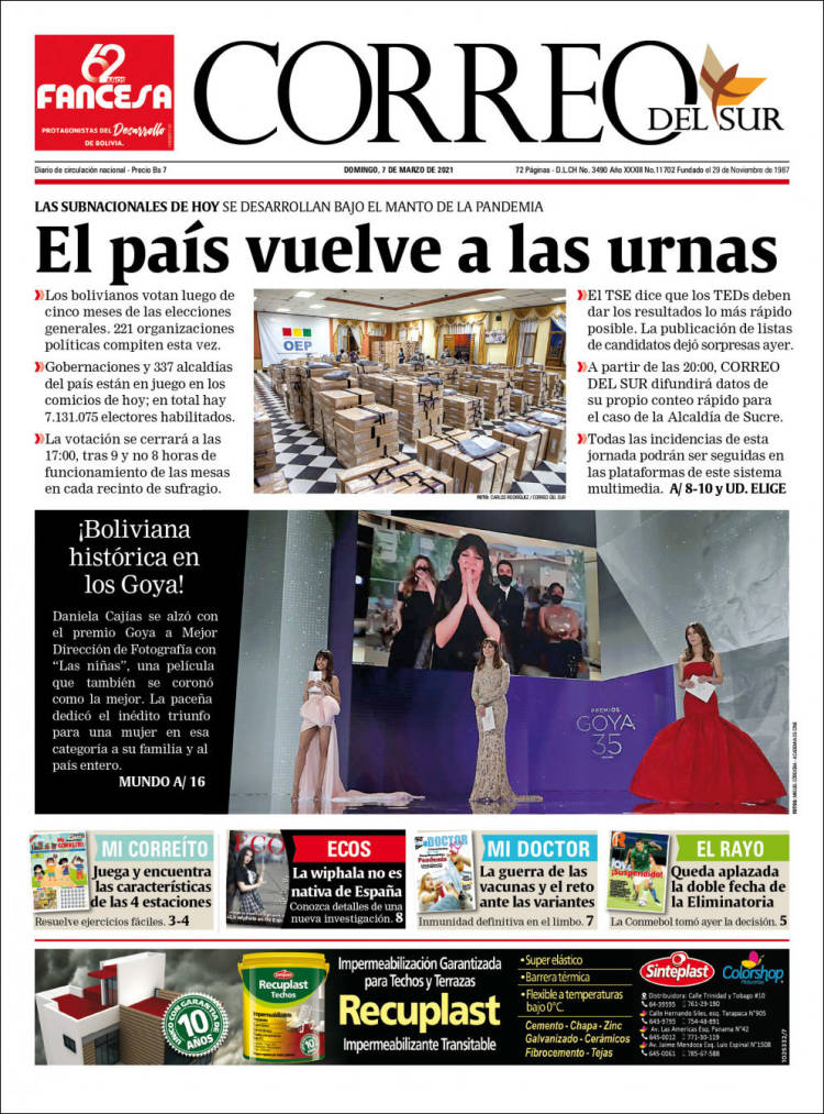 Portada de Correo Sur (Bolivia)