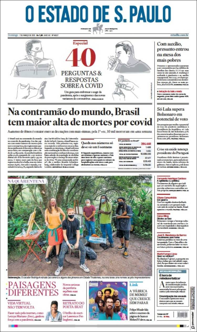 Portada de O Estado de São Paulo (Brasil)