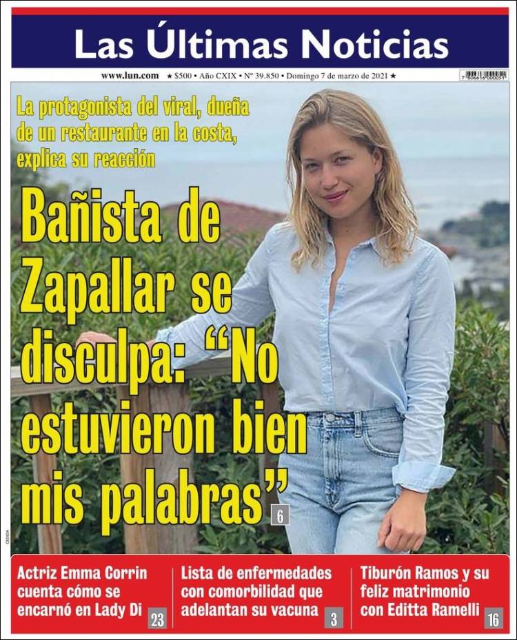 Portada de Las Últimas Noticias (Chile)