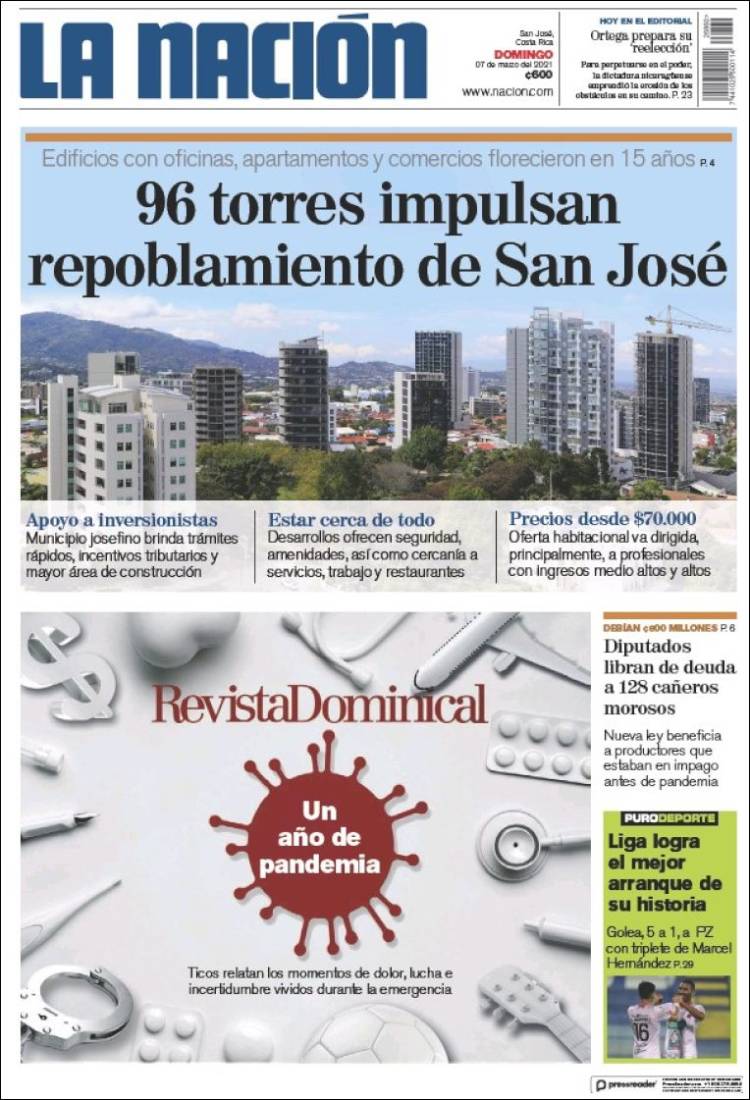 Portada de La Nación - Costa Rica (Costa Rica)