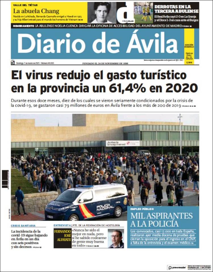 Portada de Diario de Ávila (España)