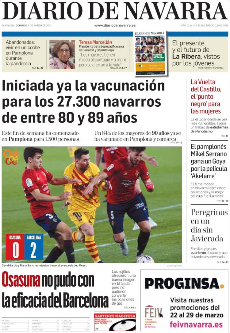 Portada de Diario de Navarra (España)