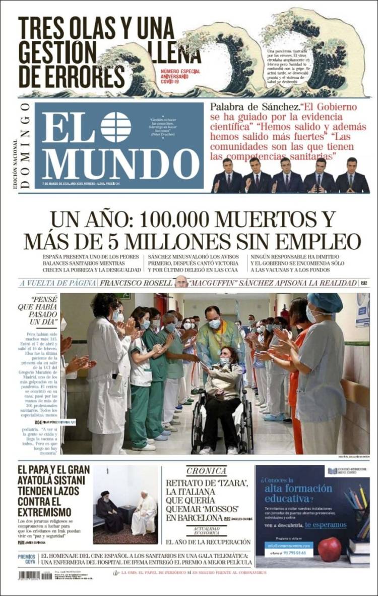 Portada de El Mundo (España)