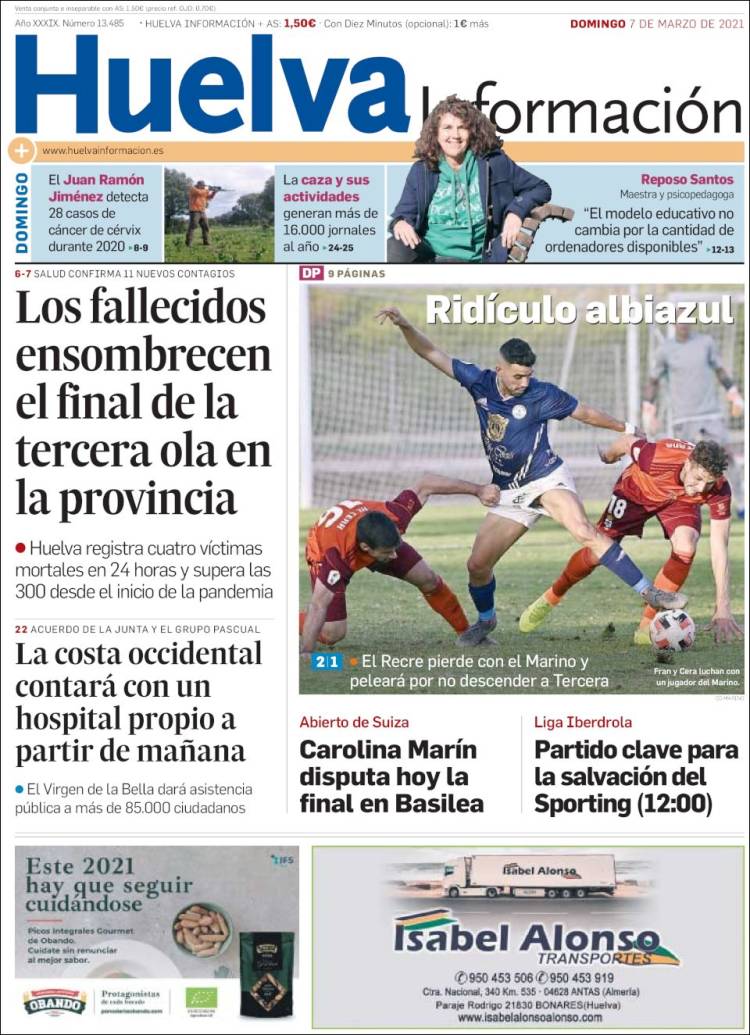 Portada de Huelva Información (España)