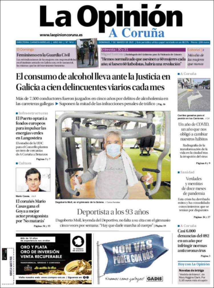 Portada de La Opinión de A Coruña (España)