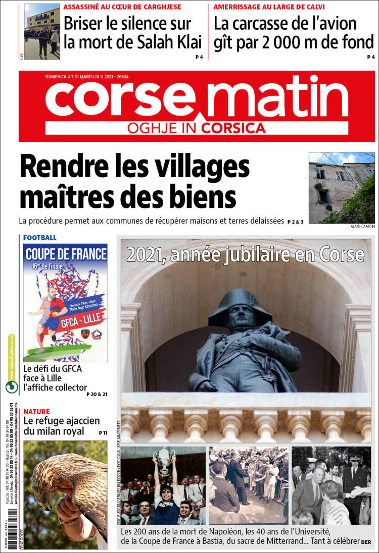 Portada de Corse-Matin (Francia)