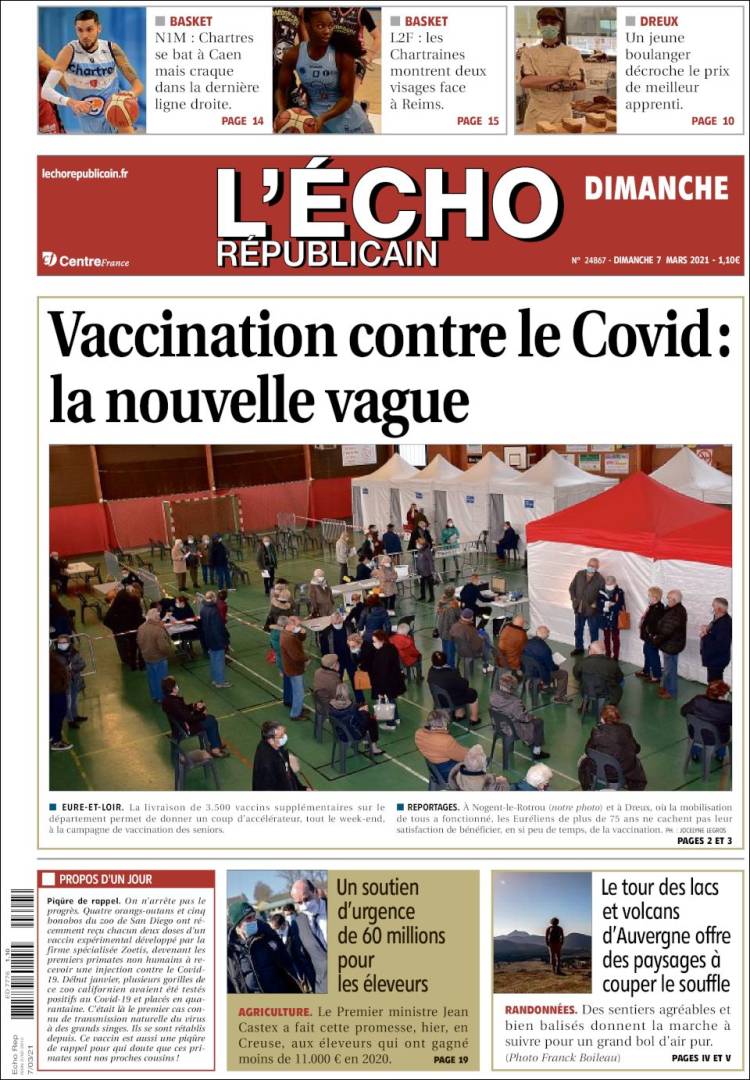 Portada de L'Echo Républicain (Francia)
