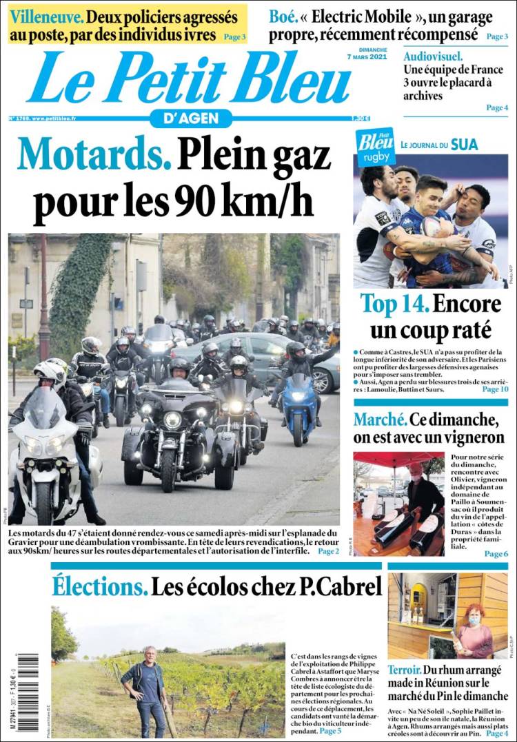 Portada de Le Petit Bleu (Francia)