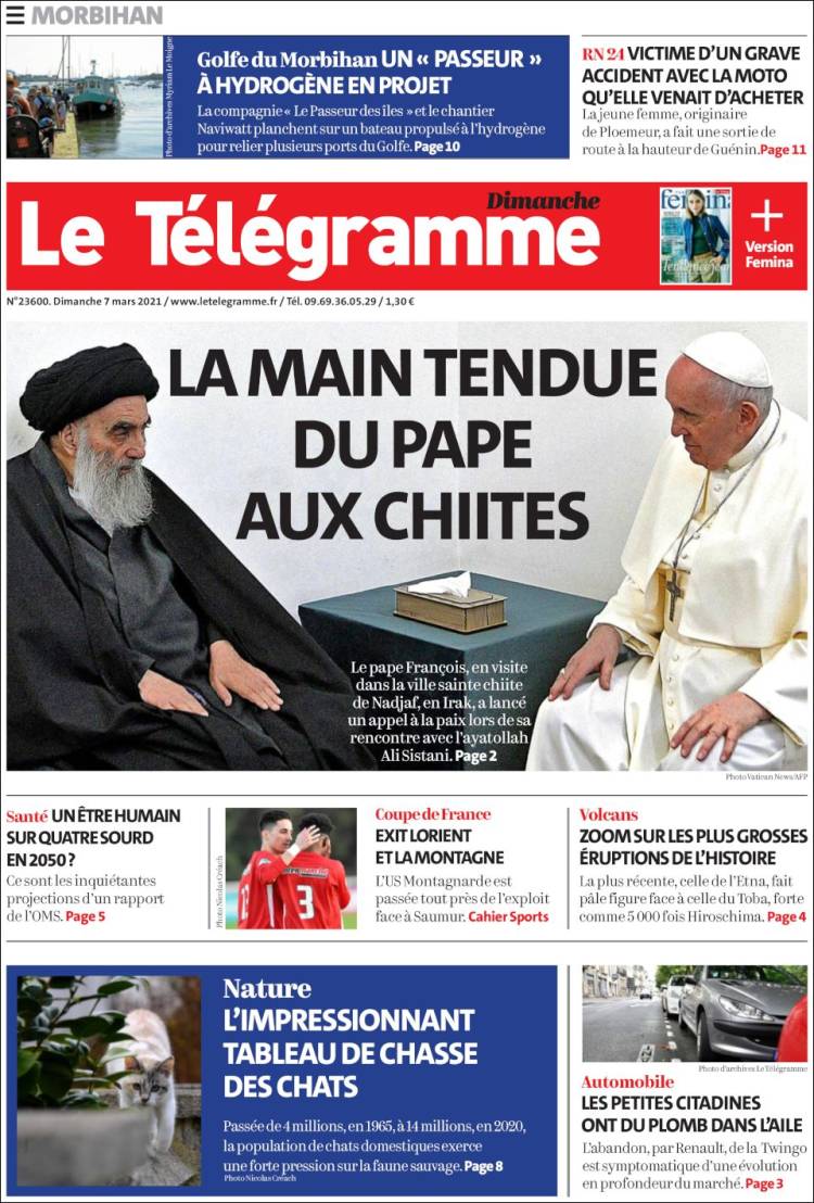 Portada de Télégramme (Francia)