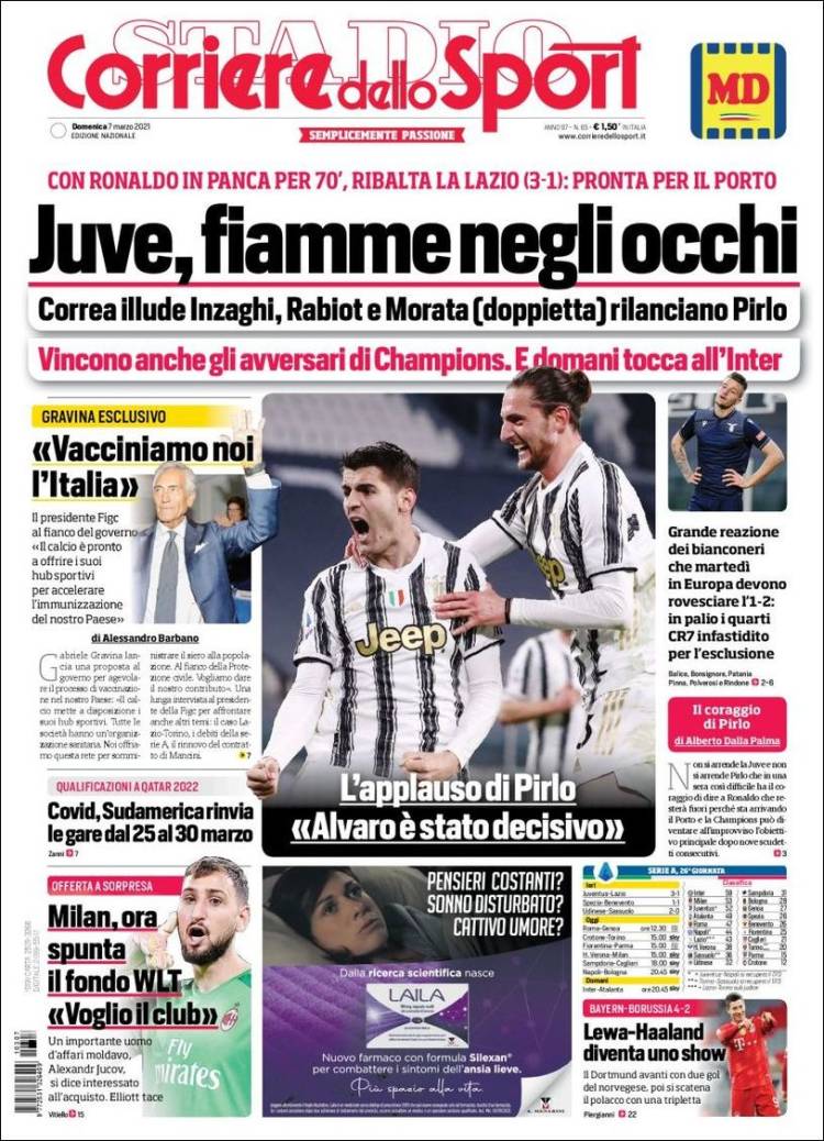 Portada de Corriere dello Sport (Italia)
