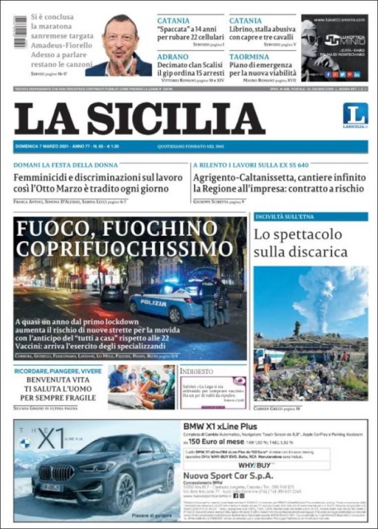 Portada de La Sicilia (Italia)