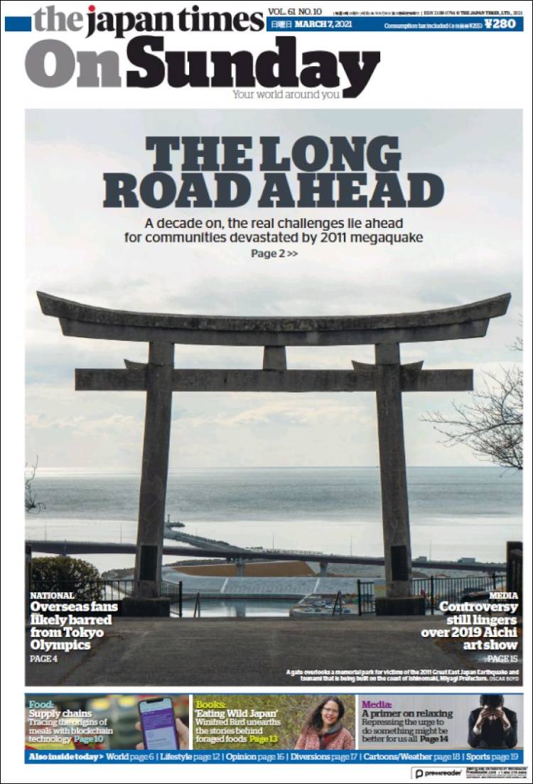 Portada de The Japan Times (Japón)