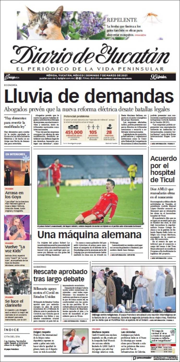 Portada de Diario de Yucatán (M&eacute;xico)