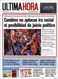 Portada de Última Hora (Paraguay)