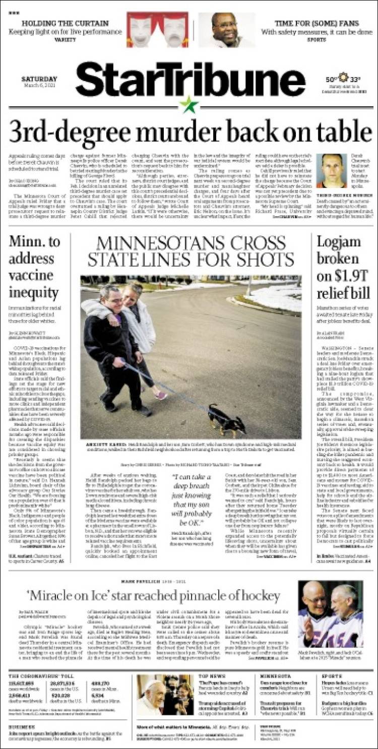 Portada de Star Tribune (USA)