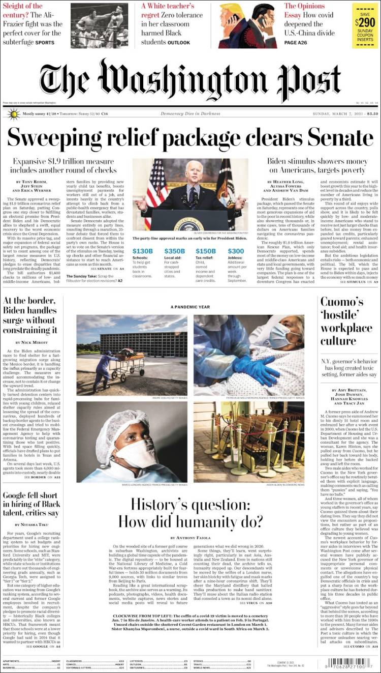 Portada de The Washington Post (USA)