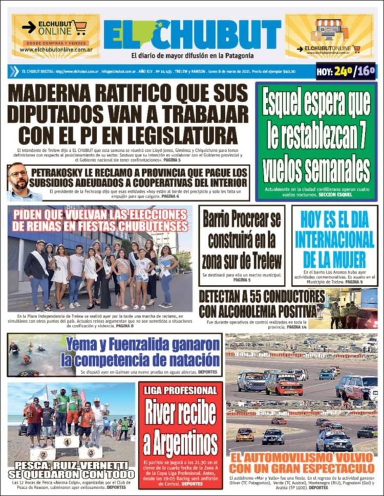 Portada de El Chubut (Argentina)