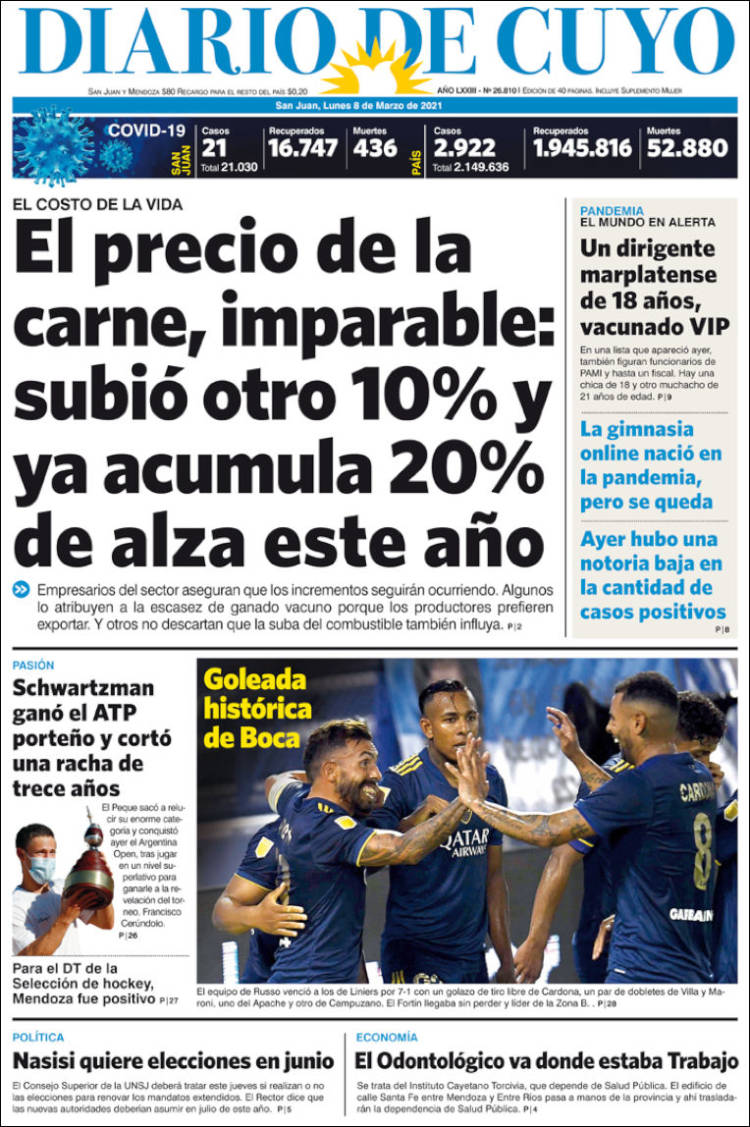 Portada de Diario de Cuyo (Argentina)