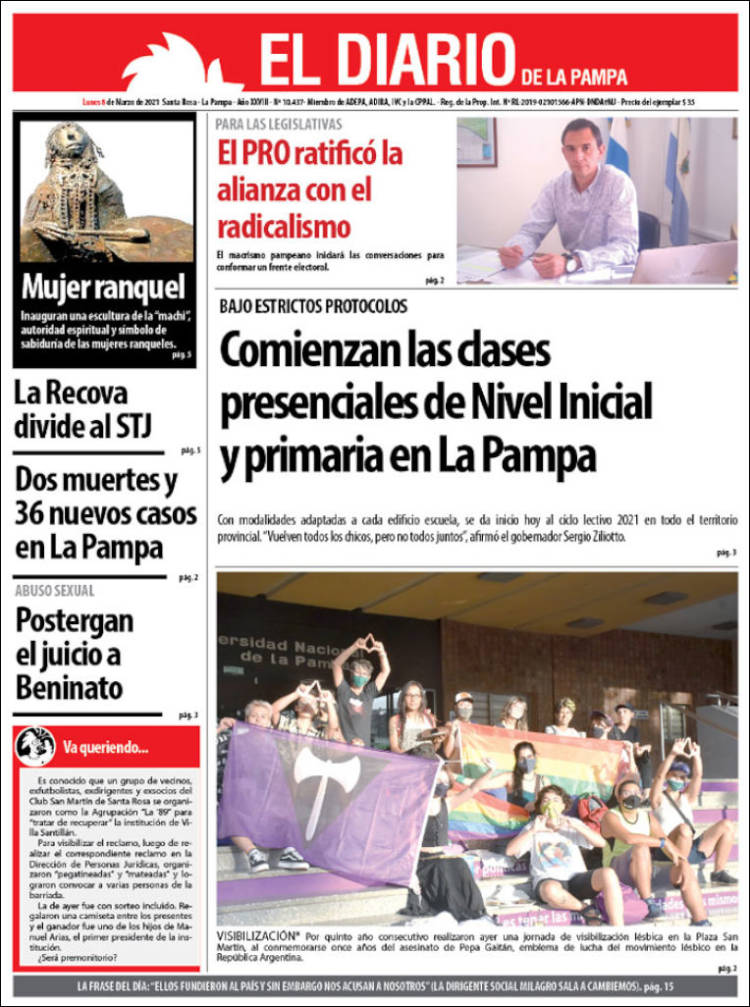 Portada de Diario de La Pampa (Argentina)