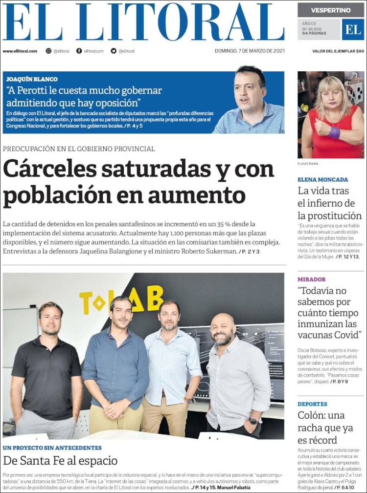 Portada de Diario El Litoral (Argentina)