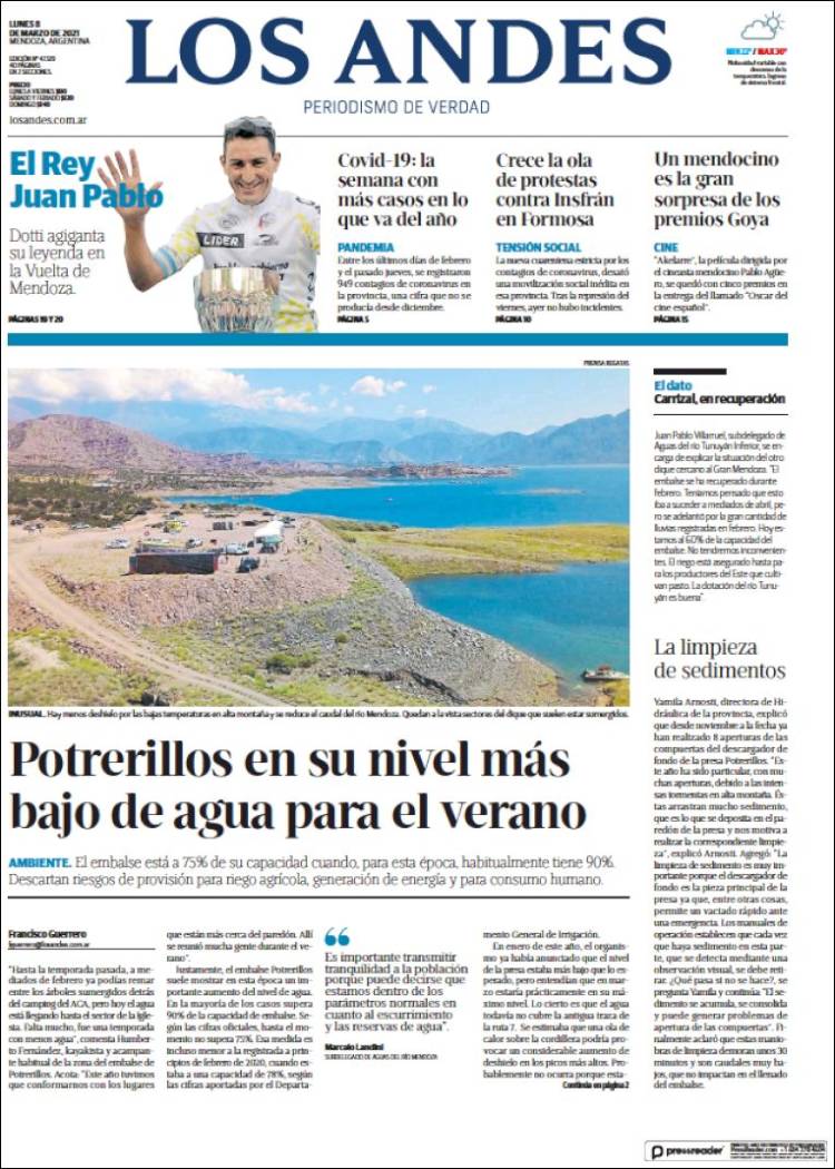 Portada de Los Andes - Mendoza (Argentina)