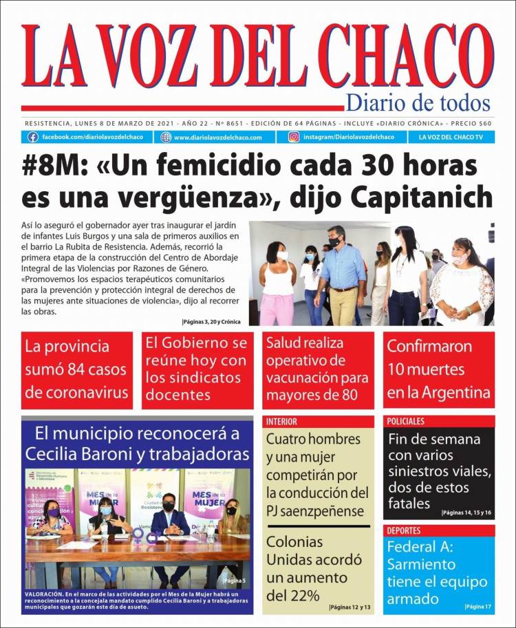 Portada de La Voz del Chaco (Argentina)