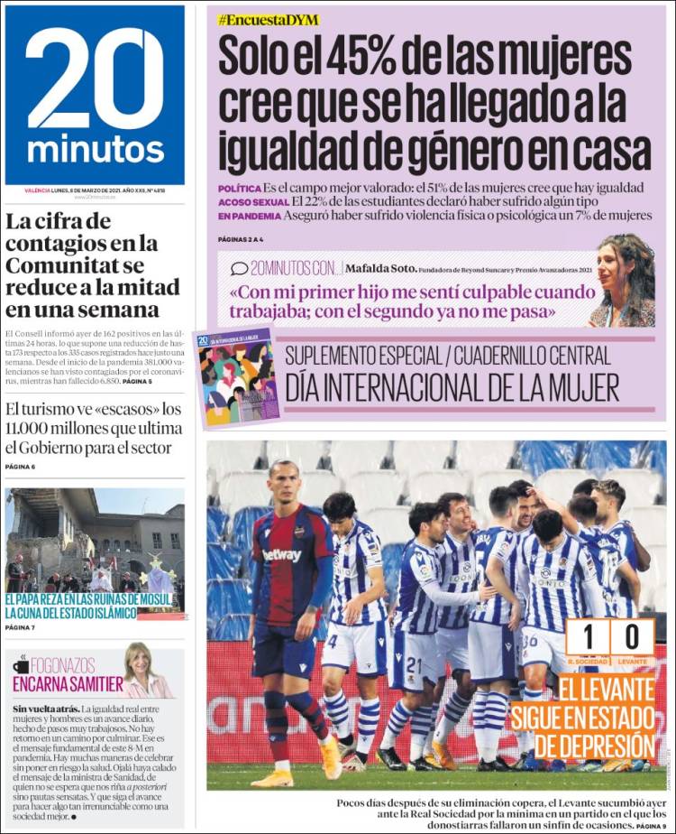 Portada de 20 Minutos - Valencia (España)