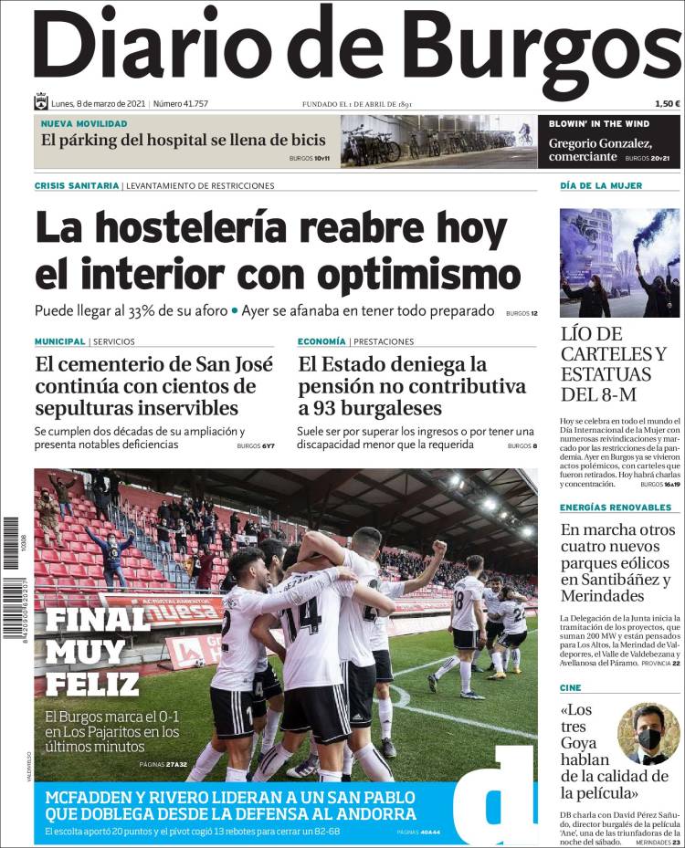 Portada de Diario de Burgos (España)