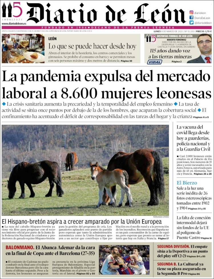 Portada de Diario de León (España)